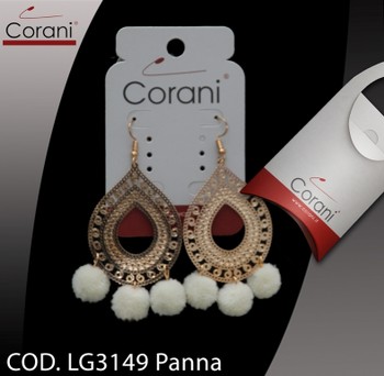 Ingrosso bigiotteria Corani cod. LG3149 panna. Prezzo al pubblico per singolo paio € 9,00