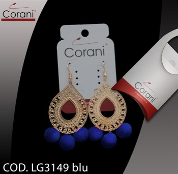 Ingrosso bigiotteria Corani cod. LG3149 blu. Prezzo al pubblico per singolo paio € 9,00