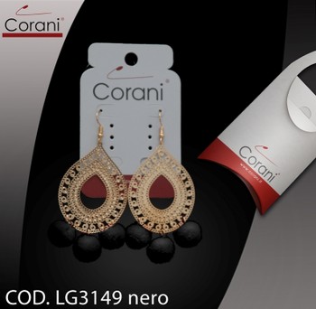 Ingrosso bigiotteria Corani cod. LG3149 nero. Prezzo al pubblico per singolo paio € 9,00