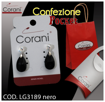 Ingrosso bigiotteria Corani cod. LG3189 nero. Prezzo al pubblico € 4,50