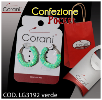 Ingrosso bigiotteria Corani cod. LG3192  verde. Prezzo al pubblico € 4,50