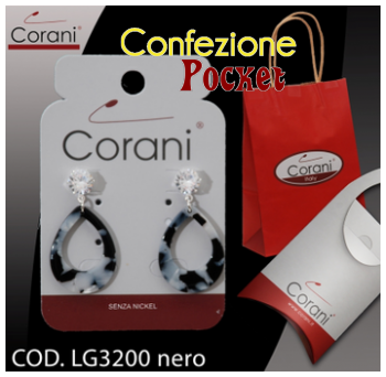Ingrosso bigiotteria Corani cod. LG3200 nero. Prezzo al pubblico € 4,50