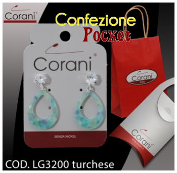 Ingrosso bigiotteria Corani cod. LG3200 turchese. Prezzo al pubblico € 4,50
